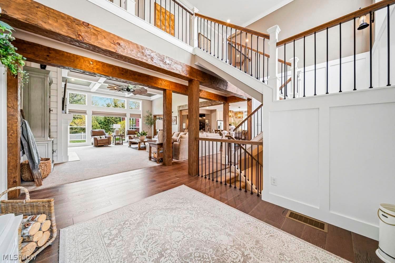 Great room with soaring two-story vaulted ceilings