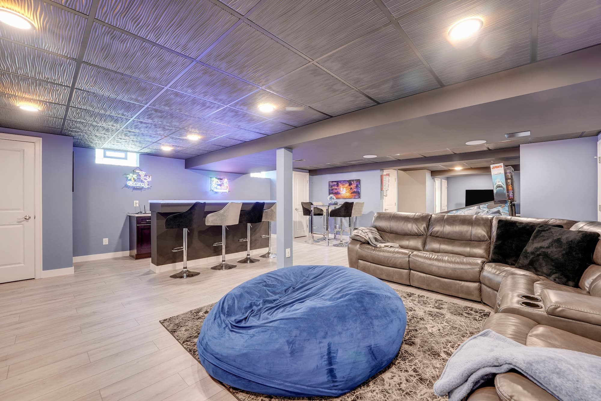 Finished basement entertainment space at 8342 Brodie Blvd Willoughby